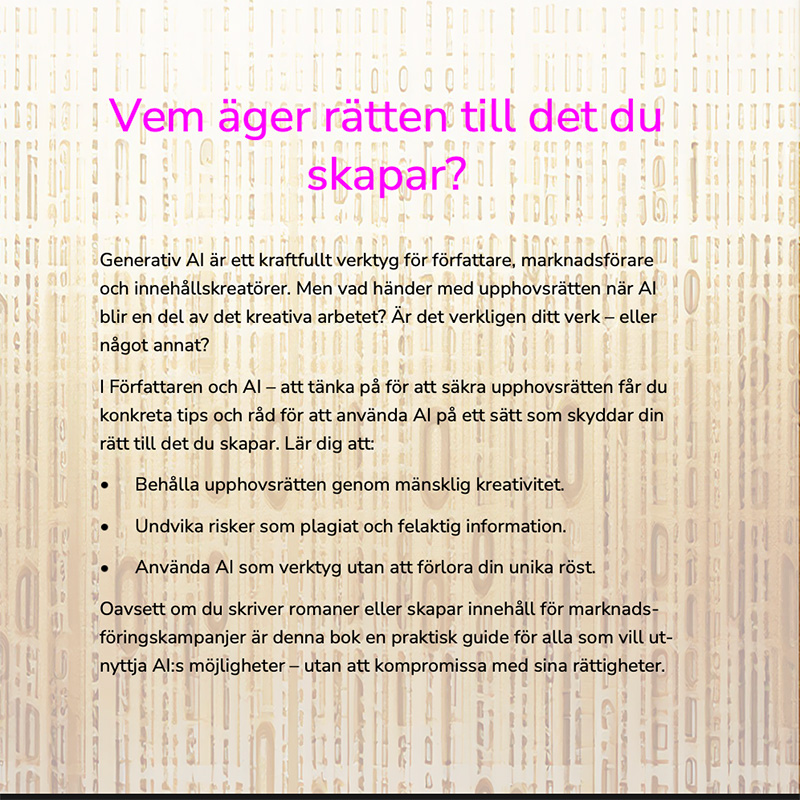 Baksidestext till Författaren och AI